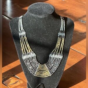 World finds neutral multi colored, handmade seed bead necklace NWT